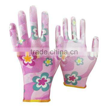 NMSAFETY EN388 13 g polyester liner PU Gardening gloves good grip in dry enviroment