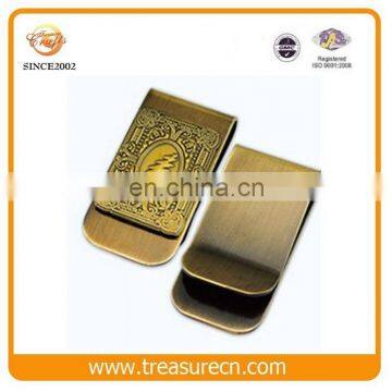 Custom Brass-plated Metal Money Clip With Embossed Logo