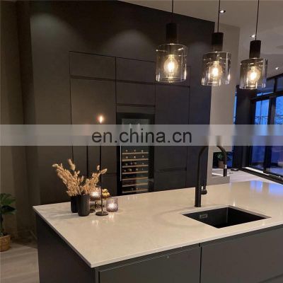 2021 New Modern White High Gloss Kitchen Cabinet With Island Design