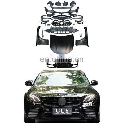 CLY Front Rear Car Bumpers For Mercedes E-class W213 Facelift E63S AMG 1:1 Wide Bodykits AMG grille Fenders Hood diffuser tips
