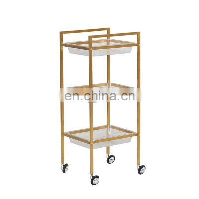 Beauty Salon Spa Rolling Trolley 3 Storage Trays With Dryer Holders