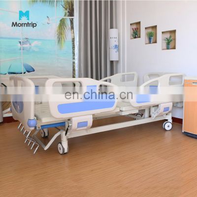 China Factory Adjustable Hospital Cheap 5 Functional Clinic Medical Patient Hospital ICU Bed with Sponge Mattress