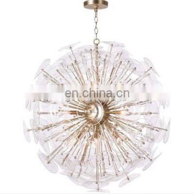 Hot selling nordic moder gold orb round crystal pendant light hanging led lamp ball chandelier for living room