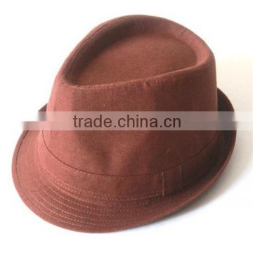 hot sale new brown cheap men short brim fedora hat