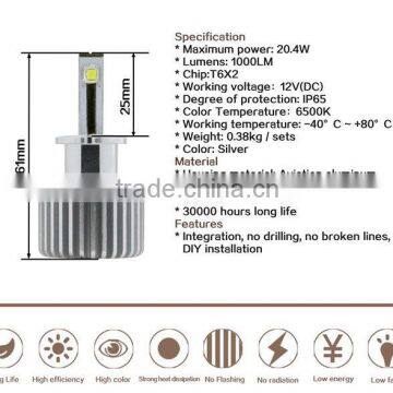 Mini Build-in-fan LED Headlight High Power HID Conversion 150W H1 Lead Lamp