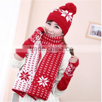 Best prices newest wholesale knitted scarf beanie and glove sets