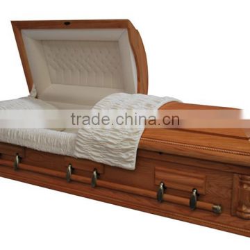 Oak veneer casket Nantong Millionaire with velvet interior