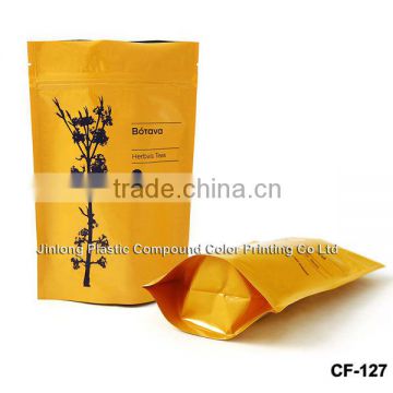 stand up coffee and tea packaging bag with zipper