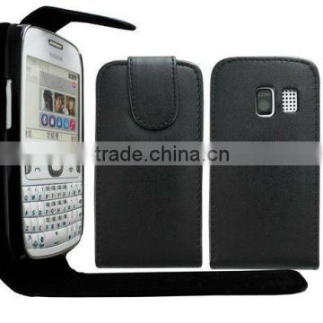 for Nokia 302 black flip leather case