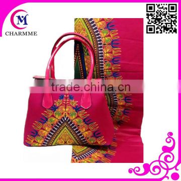 Bright Color WB-003 Wholesale African Wax Print Fabric with Matching Bag for party /wedding