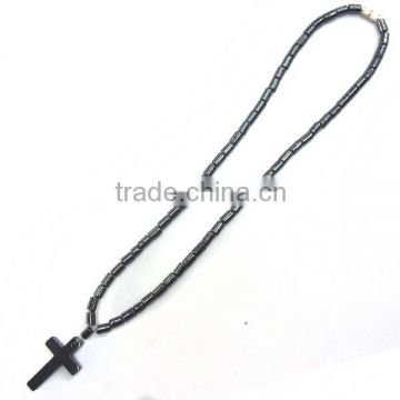 rosary,religious rosary, hematite cylinder cross rosary, Catholic necklaces