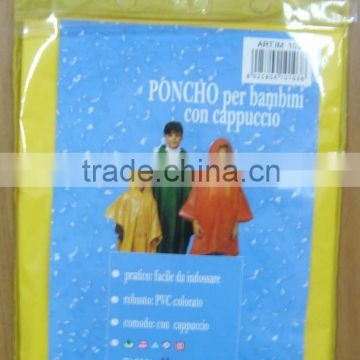 pvc 0.10mm children rain poncho