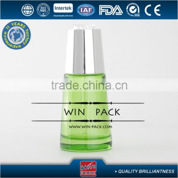 20ml green tapered special type glass dropper bottle, high quality dropper bottle with aluminum cap