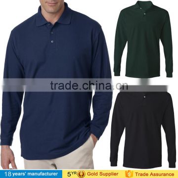2016 Men's 100% cotton custom printing logo shirt sport blank Long Sleeve Slim Fit Polo T-Shirt |