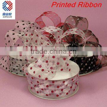 Wholesale polka dots printed sheer organza ribbon