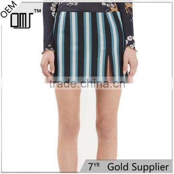 2017 OEM Summer Sexy Multi-color Vertical Striped Mini Skirt