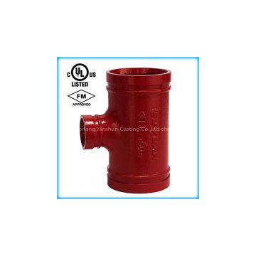 UL Listed FM Approval Ductile Grooved Iron Reducer Tee