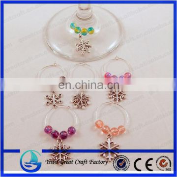Christmas Party Wine Glass Charm Banquet Table Wineglass Beads Ring Chain Wedding Ornament