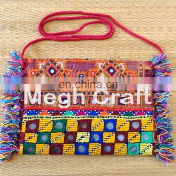 Gujarati Style wallet Clutch - Tribal Mirror Work wallet- Vintage Banjara coin clutch
