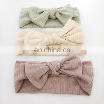 Organic Cotton Bow Knot Knitted Ribbed Baby Headband For Babies