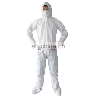 White Waterproof SF Anti-static Microporous Disposable Protective Safety Coveralls With Hood