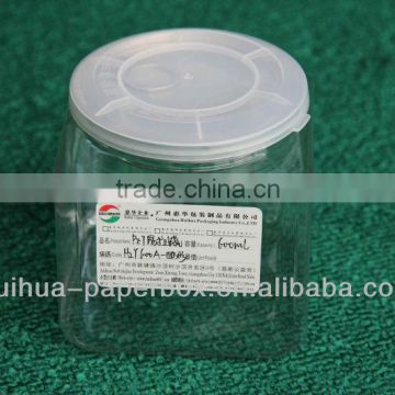 Transparent Square PET JAR 600ml plastic can