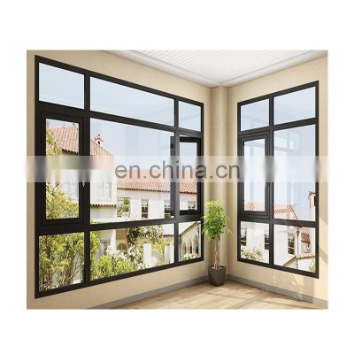 Thermal break  double tempered impact glass Heat insulated aluminum casement window with more view