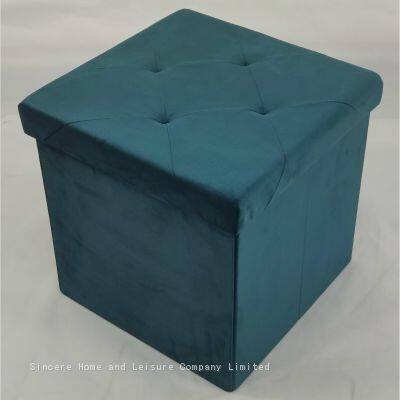 Foldable storage velvet ottoman