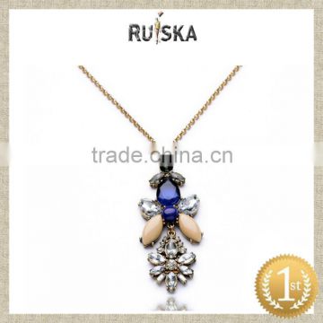 Long Style Gold Plated Chain Fashion Flower Pendant Necklace