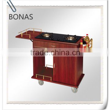 Hot sale wood kitchen commercial flambe trolley