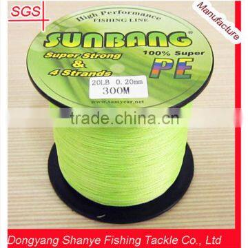 Zhejiang Wholesale Outdoor Fishing Tackle Japan 100% PE Spectra Fishing Braid Line 4 Strands 20lb SUNBANG Colored Fluo Green