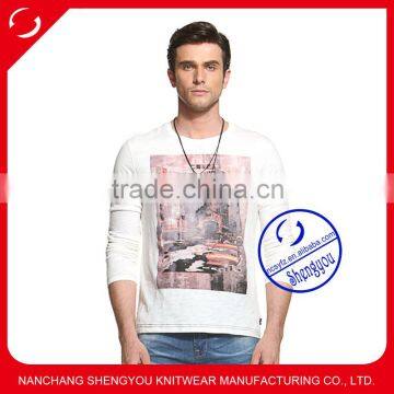 100 cottonl ong sleeve mens white t-shirt wholesale clothing factory in china