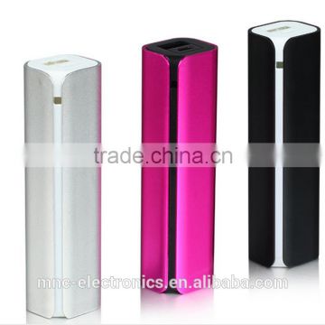 Premium aluminium portable mobile battery 2600mAh power bank charger with custom laser engraving logo