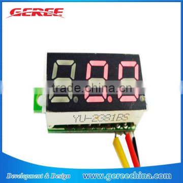 Three Wire 0.28 inch Red 0-100V DC digital mini Voltage Tester Voltmeter Display