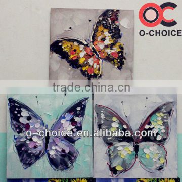 Newest design handpainted canvas butterfly oil painting