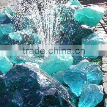 Turquoise slag glass rock for garden