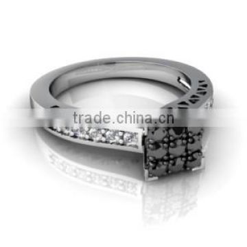 Certified 0.39 ct natural black & white diamond 14k solid gold wedding ring
