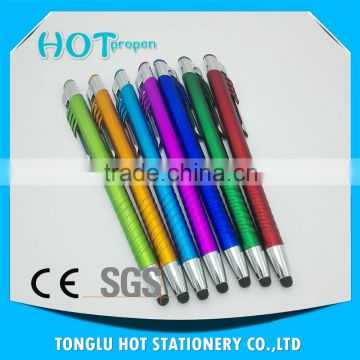 click action ball pen with hollow out spray paint barrel, touch pen