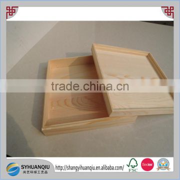 Unfinished wooden jewelry cover box with left cover