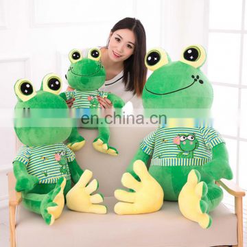Funny wholesale cute soft green frog plush toy