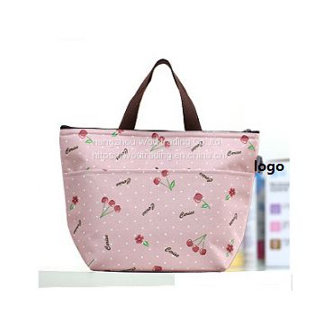 tote handle lunch bag cooler bag with printed fabric