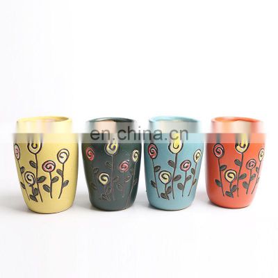 Colorful Succulent Flowerpot Clay Vase Korean Hand-painted Flower Flowerpot With Floral Designs