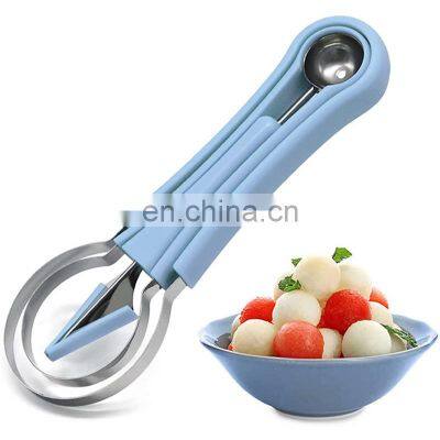 Melon Baller Scoop Set,Professional 4 In 1 Stainless Steel Watermelon Cutter Fruit Carving Tools Set,Fruit Scooper Seed Remover