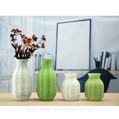 Nordic Luxury Home Flower Decoration Antique Green White Colorful Handmade Ceramic Glass Vase
