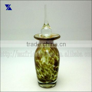 mouth blown brown mottled refillable glass perfume diffuser bottle
