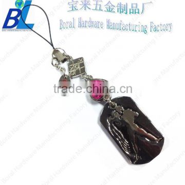 Western type metal dog tag and heart pendant for phone decorations