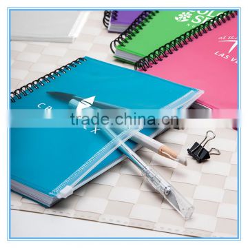 Wholesale customization thick PP spiral notebook with zip pocket on the cover