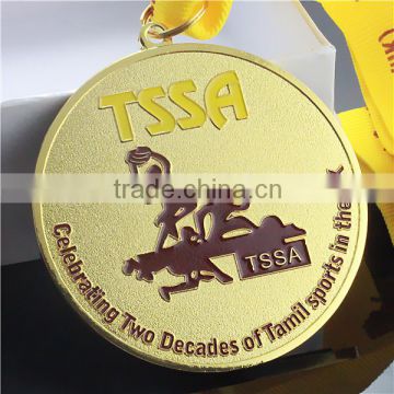 High Quality Custom University Theme Metal Sport Gold Medal with Printing Ribbon