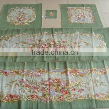 Artificial silk embroidery imitate handmade aubusson sofa chaircover set