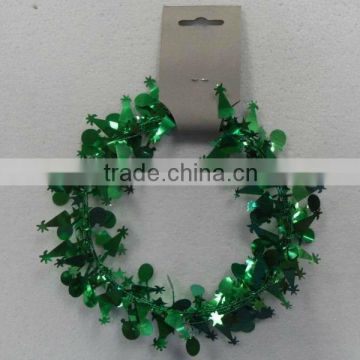 HOT SALE 9 Feet Green Metallic PVC Party Caps Wired Tinsel Garlands
